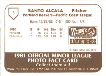 1981 TCMA Portland Beavers #3 Santo Alcala Back
