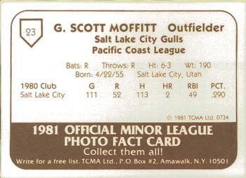 1981 TCMA Salt Lake City Gulls #23 Scott Moffitt Back