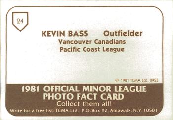 1981 TCMA Vancouver Canadians #24 Kevin Bass Back