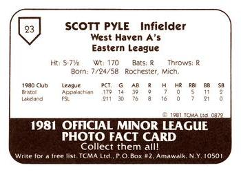 1981 TCMA West Haven A's #23 Scot Pyle Back