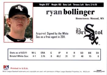 2011 Grandstand Bristol White Sox #NNO Ryan Bollinger Back