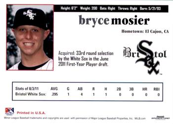 2011 Grandstand Bristol White Sox #NNO Bryce Mosier Back