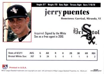 2011 Grandstand Bristol White Sox #NNO Jerry Puentes Back