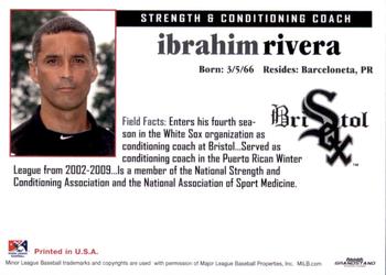 2011 Grandstand Bristol White Sox #NNO Ibrahim Rivera Back