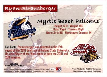 2011 Grandstand Carolina League All-Stars #NNO Ryan Strausborger Back