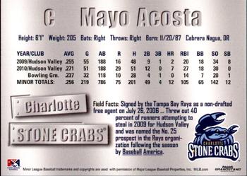2011 Grandstand Charlotte Stone Crabs #1 Mayo Acosta Back