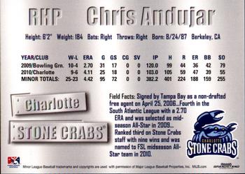 2011 Grandstand Charlotte Stone Crabs #2 Chris Andujar Back