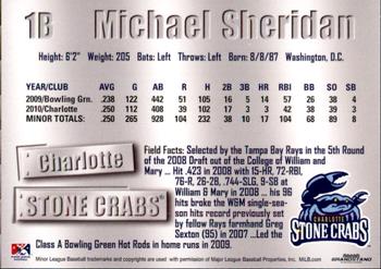 2011 Grandstand Charlotte Stone Crabs #22 Michael Sheridan Back