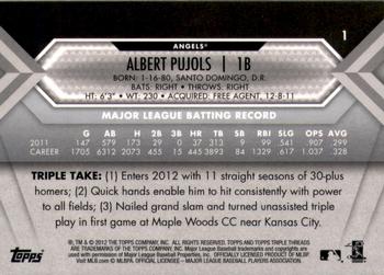 2012 Topps Triple Threads #1 Albert Pujols Back