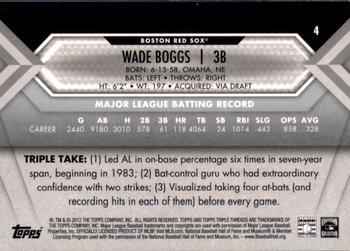 2012 Topps Triple Threads #4 Wade Boggs Back