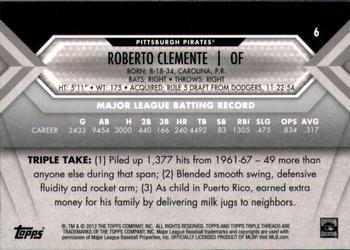 2012 Topps Triple Threads #6 Roberto Clemente Back
