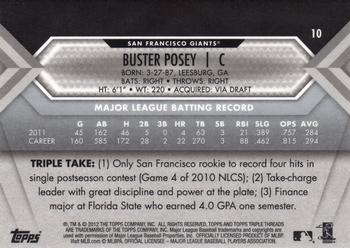 2012 Topps Triple Threads #10 Buster Posey Back