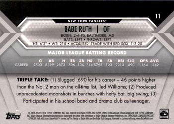 2012 Topps Triple Threads #11 Babe Ruth Back