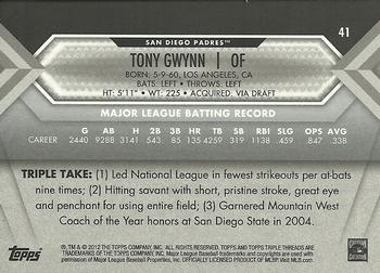 2012 Topps Triple Threads #41 Tony Gwynn Back
