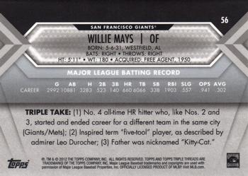 2012 Topps Triple Threads #56 Willie Mays Back