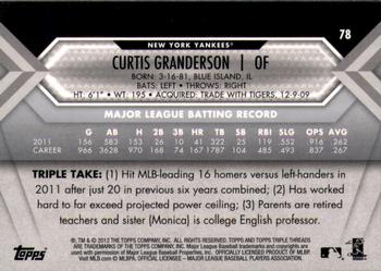 2012 Topps Triple Threads #78 Curtis Granderson Back