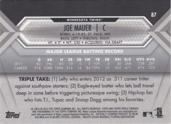 2012 Topps Triple Threads #87 Joe Mauer Back