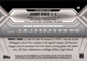 2012 Topps Triple Threads #89 Johnny Bench Back