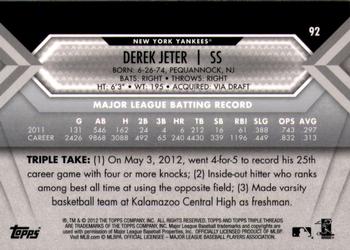 2012 Topps Triple Threads #92 Derek Jeter Back