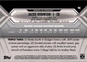 2012 Topps Triple Threads #98 Jackie Robinson Back