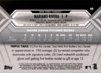 2012 Topps Triple Threads #99 Mariano Rivera Back