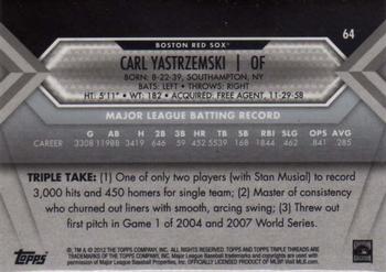 2012 Topps Triple Threads #64 Carl Yastrzemski Back