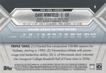 2012 Topps Triple Threads #9 Dave Winfield Back