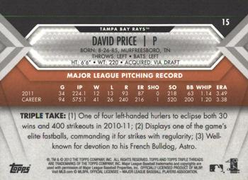 2012 Topps Triple Threads - Amber #15 David Price Back