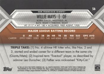 2012 Topps Triple Threads - Amber #56 Willie Mays Back