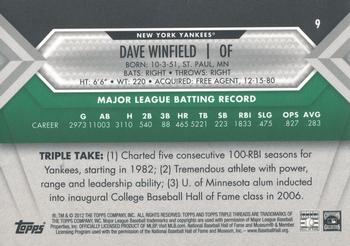 2012 Topps Triple Threads - Emerald #9 Dave Winfield Back