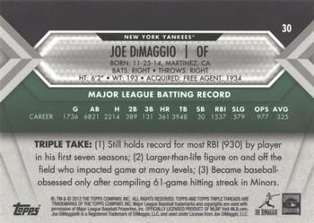 2012 Topps Triple Threads - Emerald #30 Joe DiMaggio Back