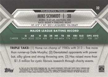 2012 Topps Triple Threads - Emerald #32 Mike Schmidt Back