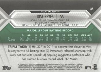 2012 Topps Triple Threads - Emerald #36 Jose Reyes Back