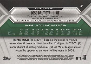 2012 Topps Triple Threads - Emerald #45 Jose Bautista Back