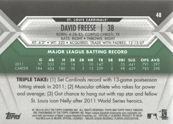 2012 Topps Triple Threads - Emerald #48 David Freese Back
