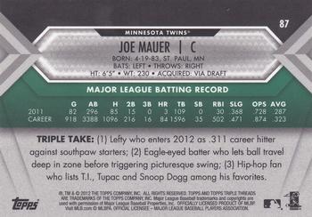 2012 Topps Triple Threads - Emerald #87 Joe Mauer Back