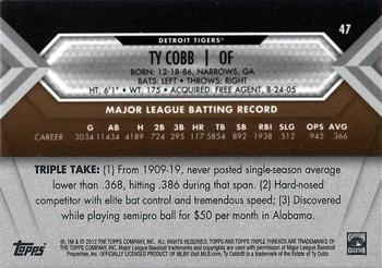 2012 Topps Triple Threads - Gold #47 Ty Cobb Back