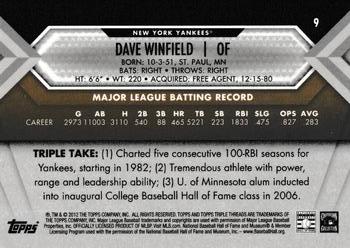 2012 Topps Triple Threads - Gold #9 Dave Winfield Back
