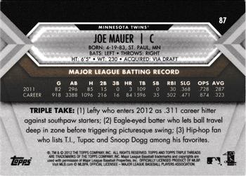 2012 Topps Triple Threads - Gold #87 Joe Mauer Back