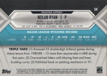 2012 Topps Triple Threads - Sapphire #54 Nolan Ryan Back
