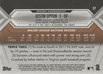 2012 Topps Triple Threads - Sepia #27 Justin Upton Back