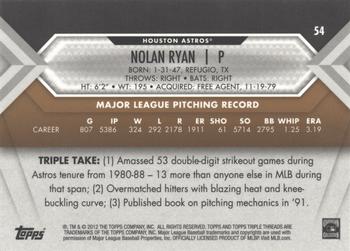 2012 Topps Triple Threads - Sepia #54 Nolan Ryan Back