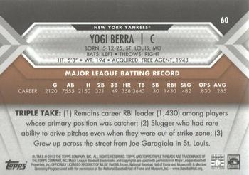 2012 Topps Triple Threads - Sepia #60 Yogi Berra Back