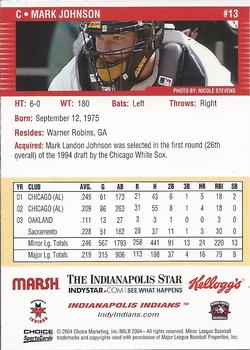 2004 Choice Indianapolis Indians #13 Mark Johnson Back