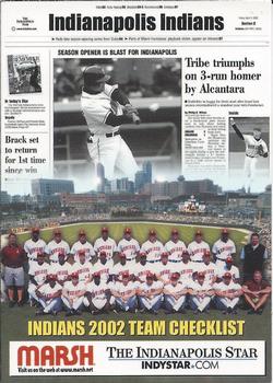 2002 Choice Indianapolis Indians #01 2002 Checklist Front
