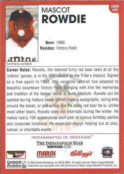 2002 Choice Indianapolis Indians #29 Rowdie Back