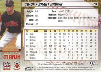 2001 Choice Indianapolis Indians #03 Brant Brown Back