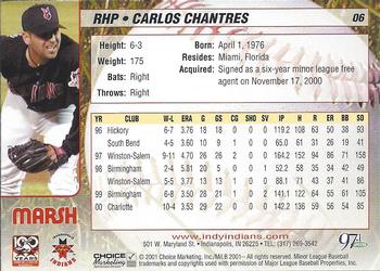 2001 Choice Indianapolis Indians #06 Carlos Chantres Back