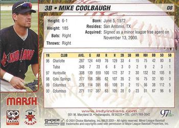 2001 Choice Indianapolis Indians #08 Mike Coolbaugh Back