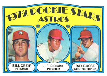 1972 Topps #101 Astros 1972 Rookie Stars (Bill Greif / J.R. Richard / Ray Busse) Front